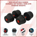 30kg Adjustable Rubber Dumbbell Set Barbell Home GYM Exercise Weights-2