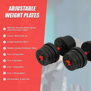 30kg Adjustable Rubber Dumbbell Set Barbell Home GYM Exercise Weights-11