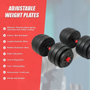 40kg Adjustable Rubber Dumbbell Set Barbell Home GYM Exercise Weights-9