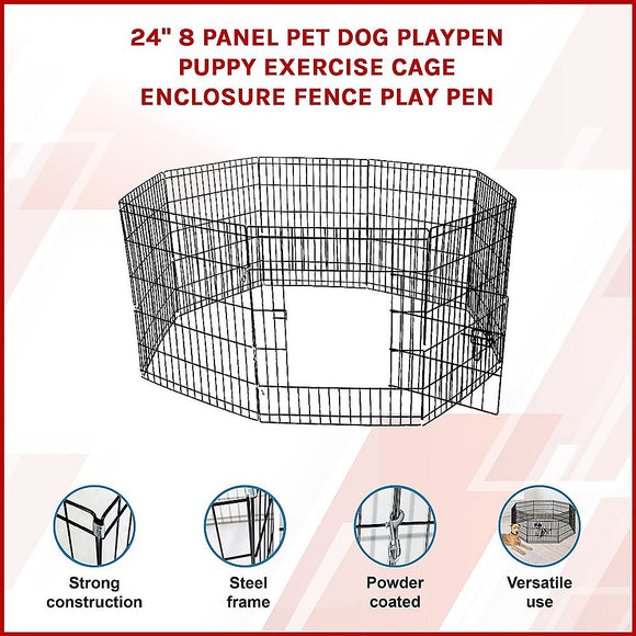 24" 8 Panel Pet Dog Playpen Puppy Exercise Cage Enclosure Fence Play Pen