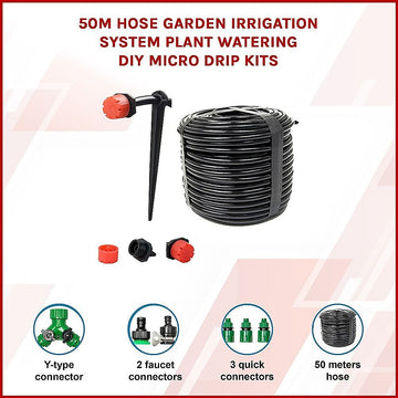 50M Hose Garden Irrigation System Plant Watering DIY Micro Drip Kits - 0