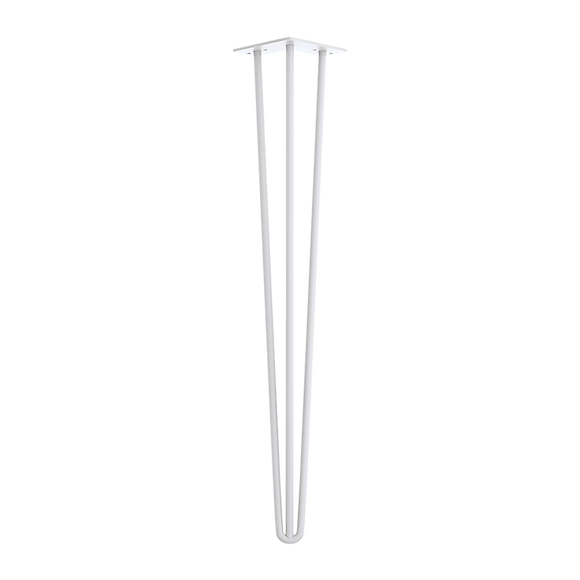 Set of 4 Industrial 3-Rod Retro Hairpin Table Legs 12mm Steel Bench Desk - 71cm White