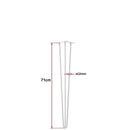 Set of 4 Industrial 3-Rod Retro Hairpin Table Legs 12mm Steel Bench Desk - 71cm White-6