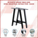 2x Rustic Dining Table Legs Steel Industrial Vintage 71cm - Black-3