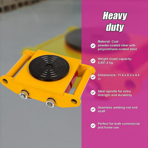 Heavy Duty Machine Dolly Skate Machinery Roller Mover Cargo Trolley 6T