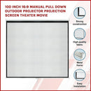 100 Inch 16:9 Manual Pull Down Outdoor Projector Projection Screen Theater Movie-5
