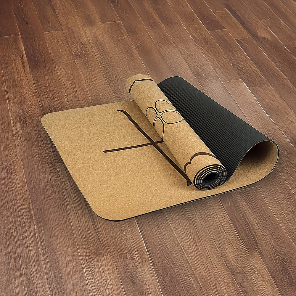 Natural Cork TPE Yoga Mat Sports Eco Friendly Exercise Fitness Gym Pilates