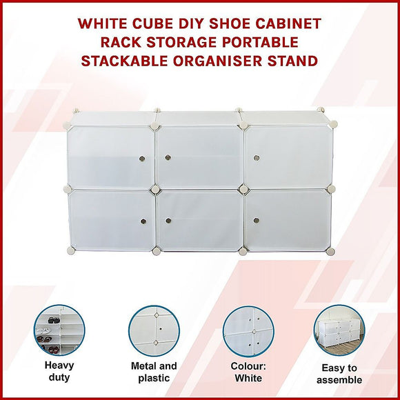 White Cube DIY Shoe Cabinet Rack Storage Portable Stackable Organiser Stand