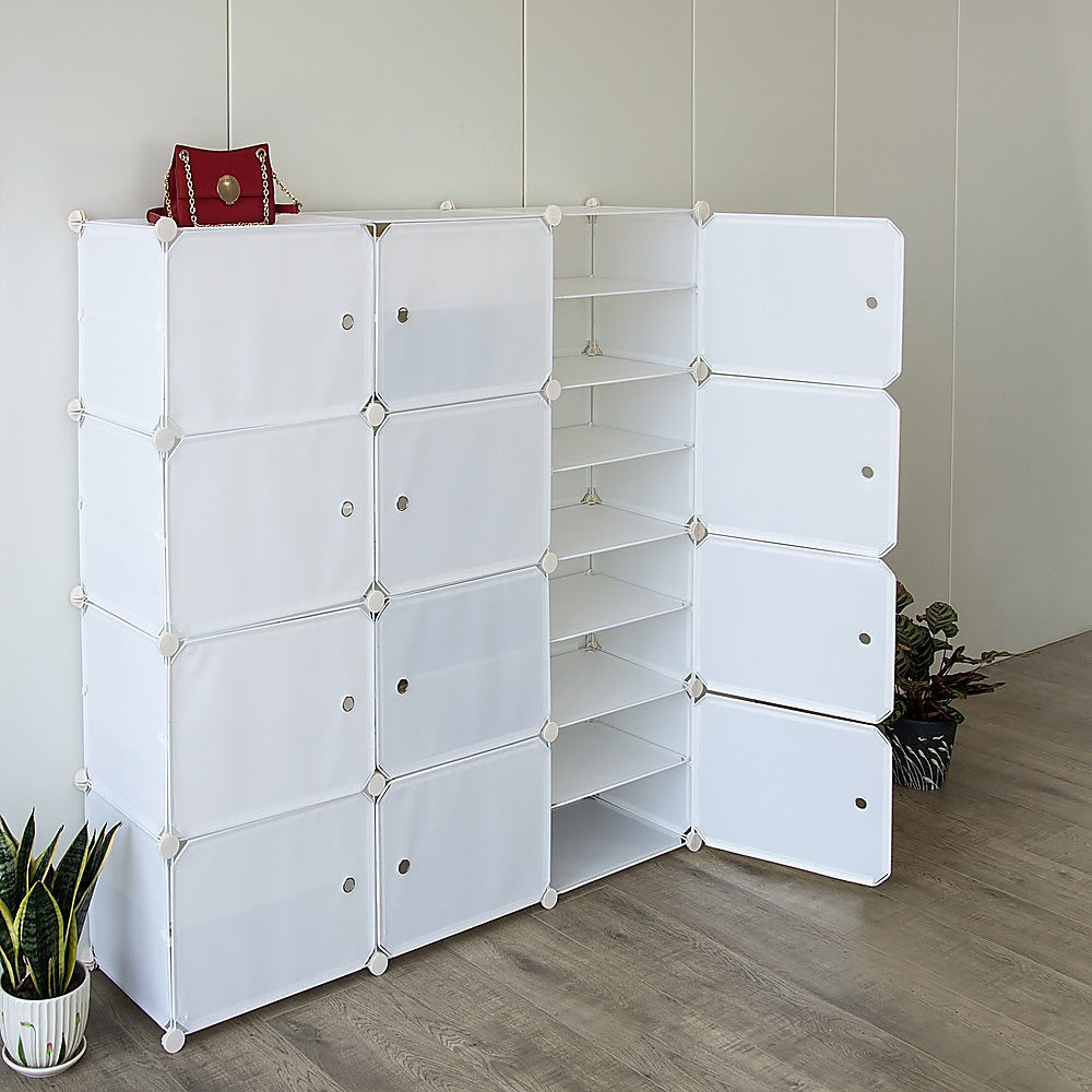 White Cube DIY Shoe Cabinet Rack Storage Portable Stackable Organiser Stand - 0