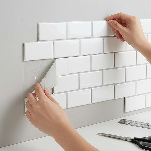 Tiles 3D Peel and Stick Wall Tile Subway White (30 x 30cm x 10 sheets)