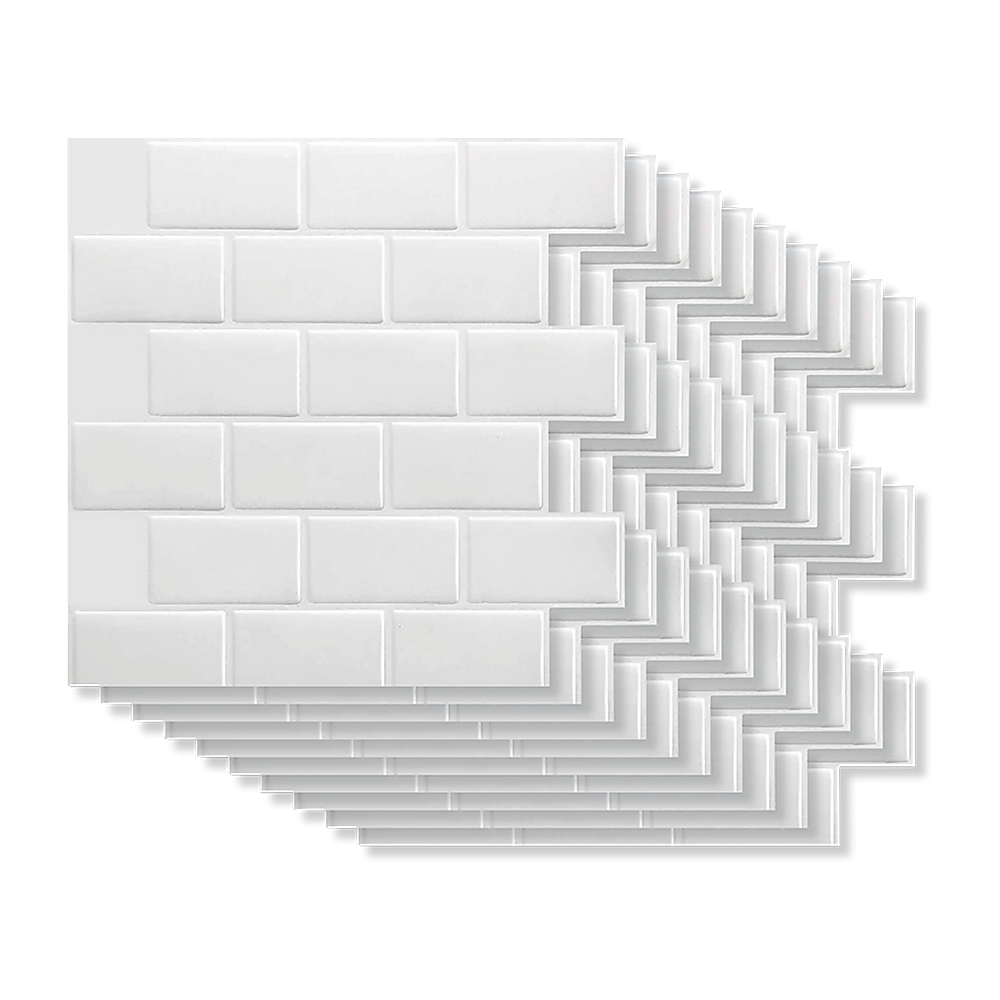 Tiles 3D Peel and Stick Wall Tile Subway White (30 x 30cm x 10 sheets)