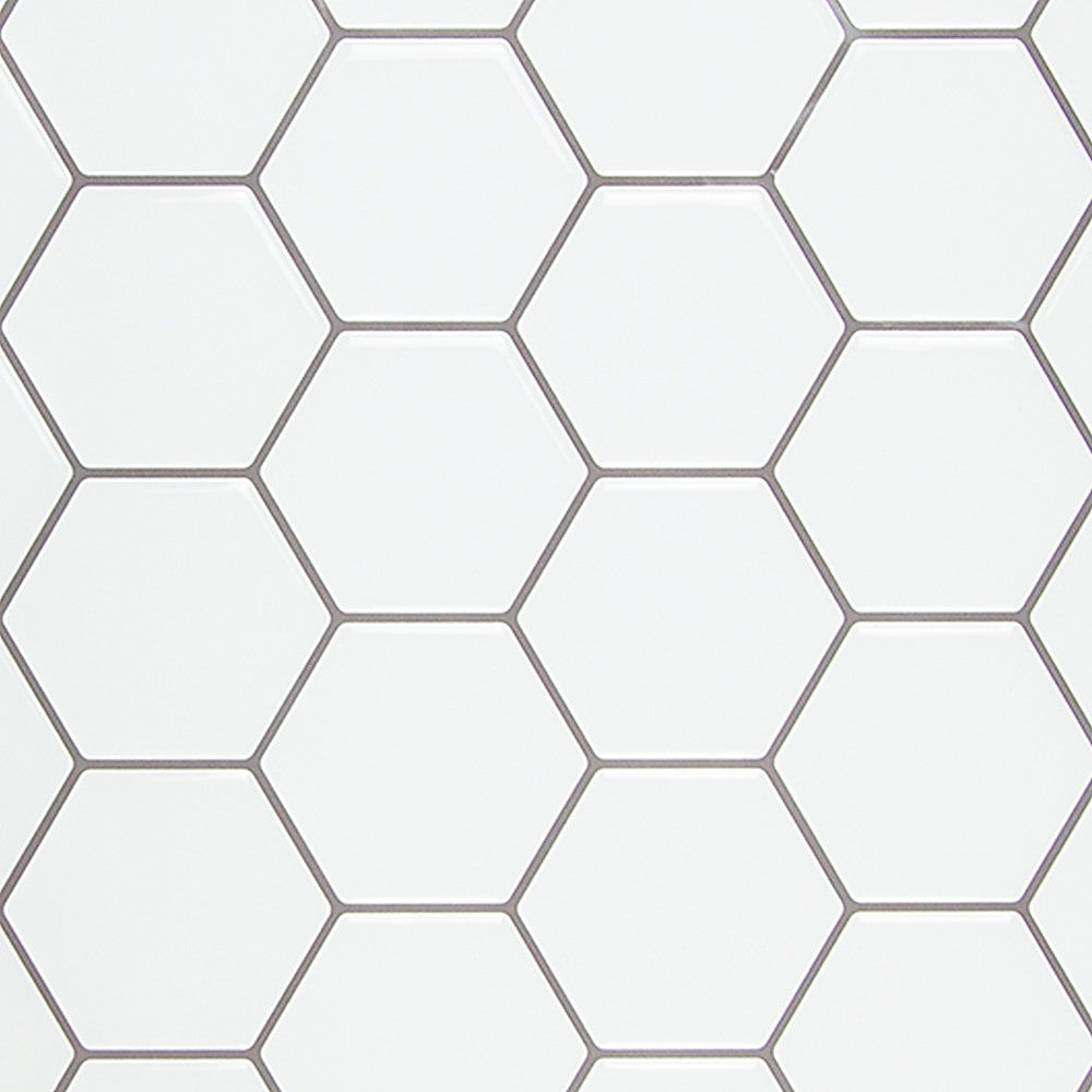 Tiles 3D Peel and Stick Wall Tile Hexagon White (30cm x 30cm x 10 sheets)