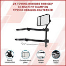 2x Towing Mirrors Pair Clip on Multi Fit Clamp On Towing Caravan 4X4 Trailer-6