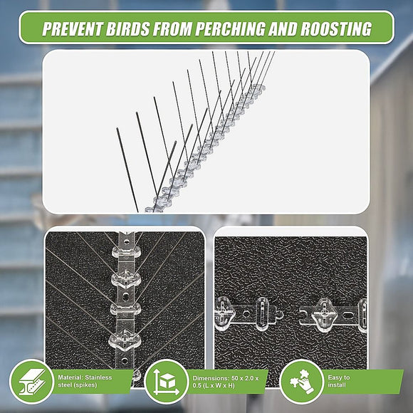 20x 50cm Bird Spike S304 wire Spikes Eaves Pigeon Gull Starling 10M