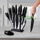 Kitchen 17 Piece Knife Set with Block and Sharpener Chef Knives-1