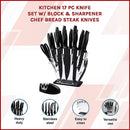 Kitchen 17 Piece Knife Set with Block and Sharpener Chef Knives-6
