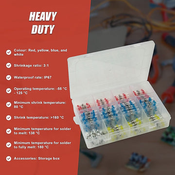250PCS Waterproof Solder Seal Sleeve Heat Shrink Butt Wire Connectors Terminals - 0