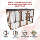 180cm Large Cat Enclosure Wooden Outdoor Cage with 3 Platforms-6