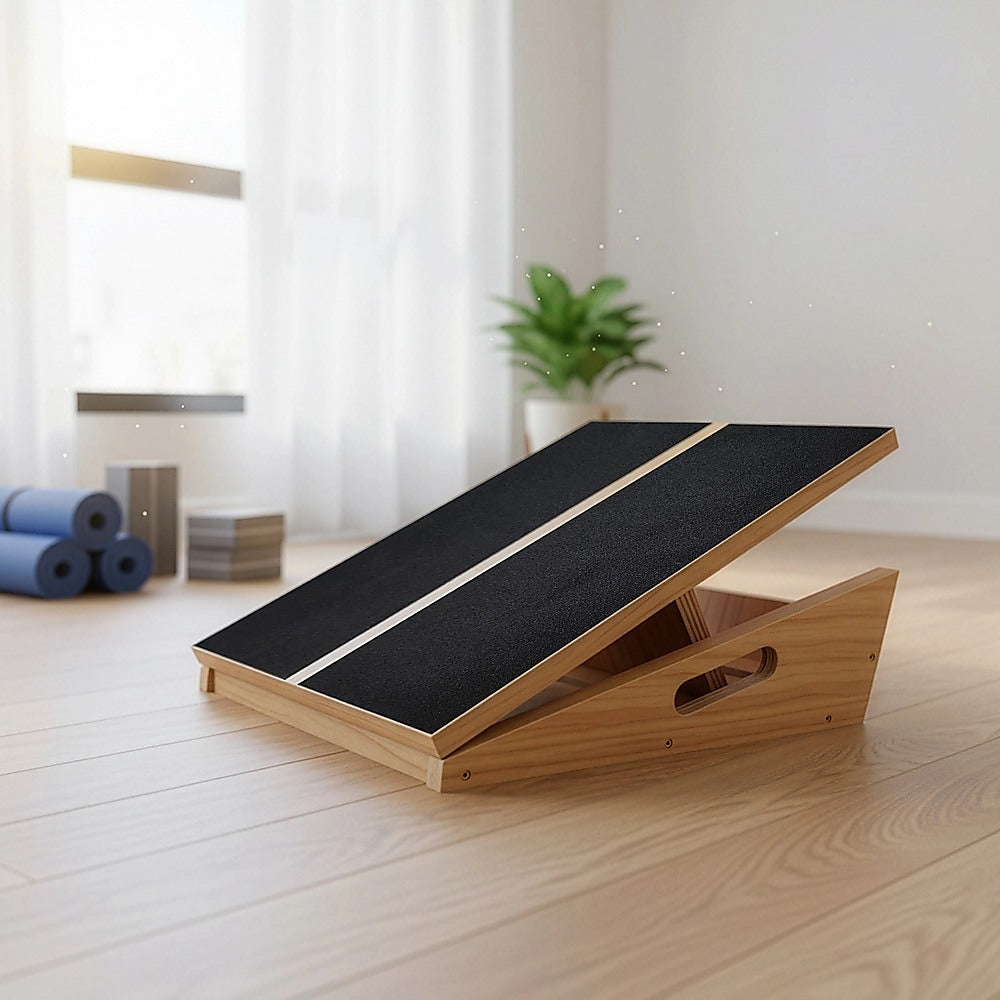 Wooden Slant Exercise Board With Adjustable Incline And Non-Slip Surface - 0