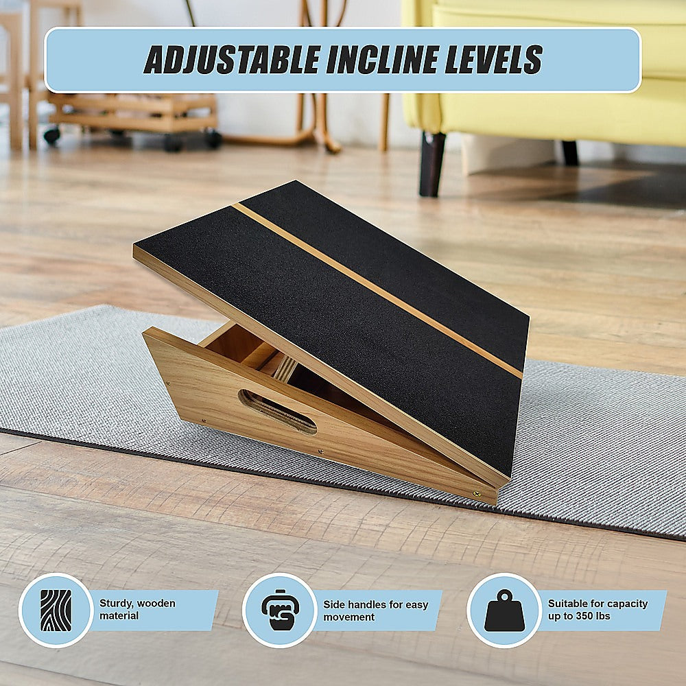 Wooden Slant Exercise Board With Adjustable Incline And Non-Slip Surface