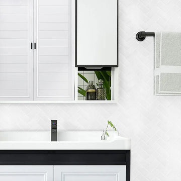 Tiles 3D Peel and Stick Wall Tile Herringbone White 10 Sheets - 0