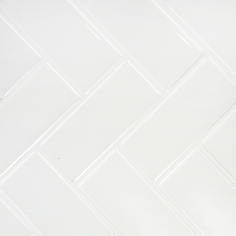 Tiles 3D Peel and Stick Wall Tile Herringbone White 10 Sheets