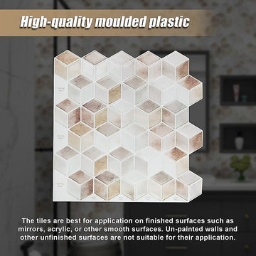3D Peel-and-Stick Wall Tiles – Shell Mosaic Design, 10 Sheets - 0