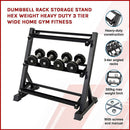 Dumbbell Rack Storage Stand Hex Weight Heavy Duty 3 Tier Wide Home Gym Fitness-3