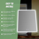 Smart Mirror Bathroom Vanity LED Lighted Wall Mirror 800x600mm-11