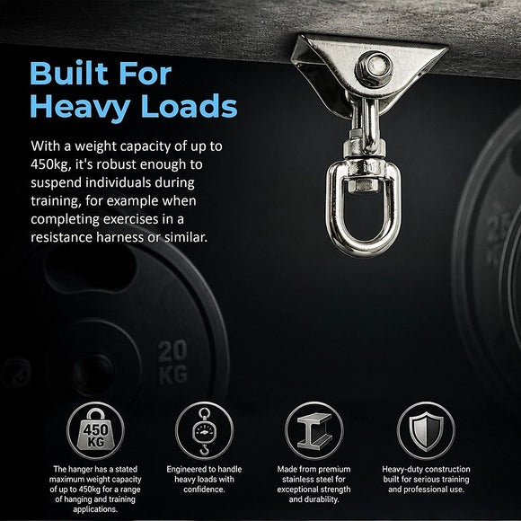 360 Degree Swivel Swing Hanger with Stainless Steel Hook for Ceiling Heavy Duty Hanging Gym Equipment