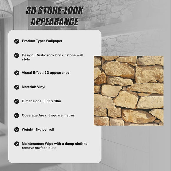 Rustic Rock Brick Wallpaper