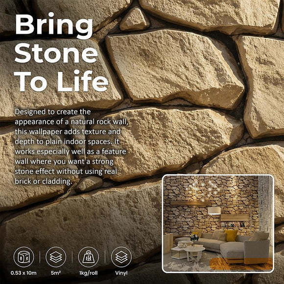 Rustic Rock Brick Wallpaper