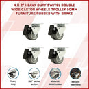 4x 2 Inch Heavy Duty Swivel Castor Wheels 50mm Brake-7