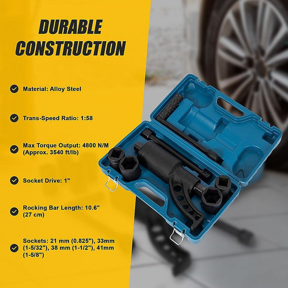 1:58 Torque Multiplier Set Wrench Lug Nut Labour Saving Lugnuts 4 Sockets