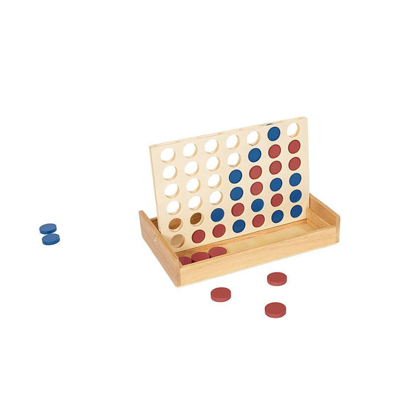 Wooden 4 in a Row Game Classic Family Board Game Educational Toy for Kids & Children
