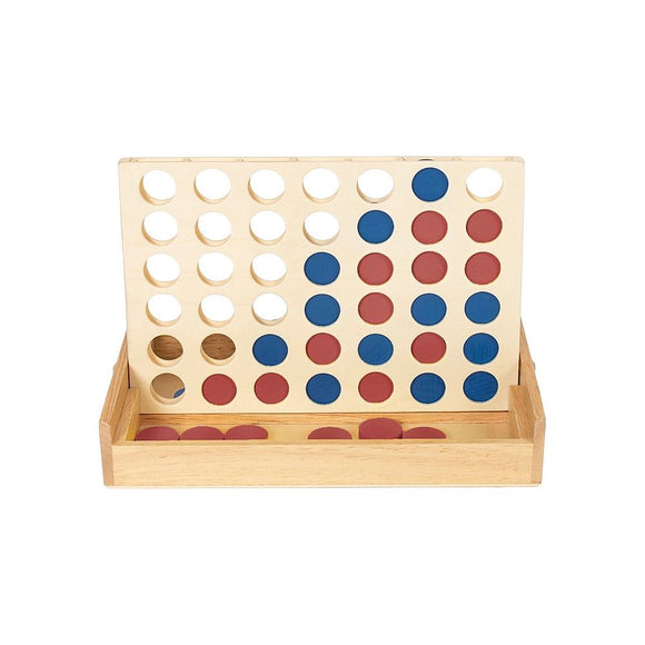 Wooden 4 in a Row Game Classic Family Board Game Educational Toy for Kids & Children