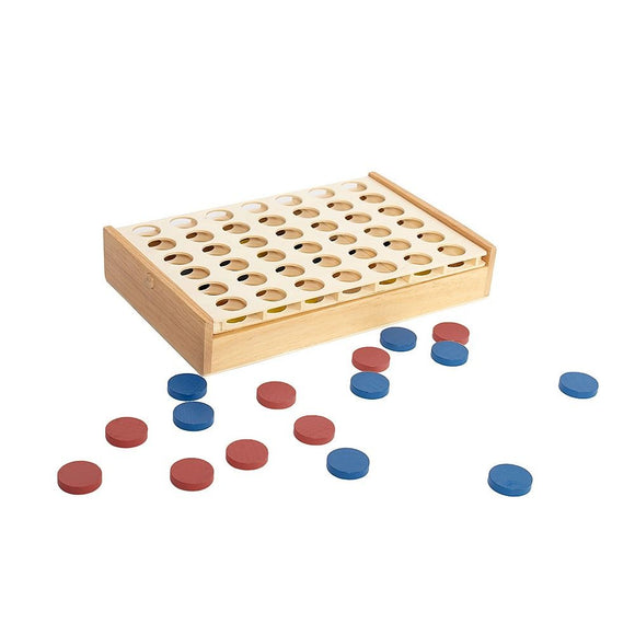 Wooden 4 in a Row Game Classic Family Board Game Educational Toy for Kids & Children