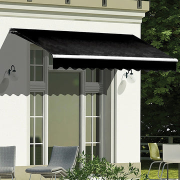 Outdoor Folding Arm Awning Retractable Sunshade Canopy Black 4.0m x 2.5m - 0