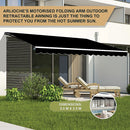 Outdoor Folding Arm Awning Retractable Sunshade Canopy Black 5.0m x 2.5m-10
