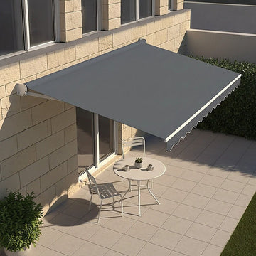 Outdoor Folding Arm Awning Retractable Sunshade Canopy Grey 4.0m x 3.0m - 0