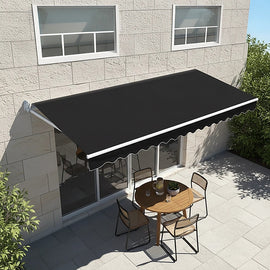 Outdoor Folding Arm Awning Retractable Sunshade Canopy Black 5.0m x 3.0m - 0