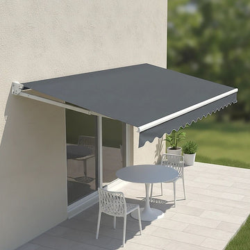 Motorised Outdoor Folding Arm Awning Retractable Sunshade Canopy Grey 3.0m x 2.5m - 0