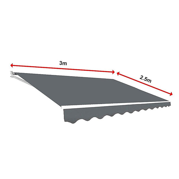 Motorised Outdoor Folding Arm Awning Retractable Sunshade Canopy Grey 3.0m x 2.5m