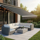 Motorised Outdoor Folding Arm Awning Retractable Sunshade Canopy Grey 4.0m x 3.0m-8