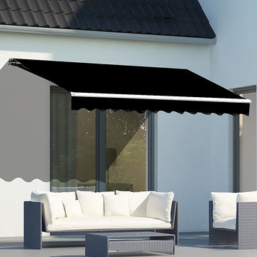 Motorised Outdoor Folding Arm Awning Retractable Sunshade Canopy Black 4.0m x 3.0m - 0