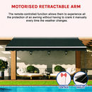 Motorised Outdoor Folding Arm Awning Retractable Sunshade Canopy Black 4.0m x 3.0m-10