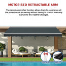 Motorised Outdoor Folding Arm Awning Retractable Sunshade Canopy Grey 5.0m x 2.5m-11