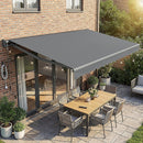 Motorised Outdoor Folding Arm Awning Retractable Sunshade Canopy Grey 5.0m x 3.0m-2