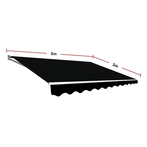 Motorised Retractable Awning – 5.0x3.0m Black Outdoor Shade