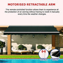 Motorised Outdoor Folding Arm Awning Retractable Sunshade Canopy Black 5.0m x 3.0m-11